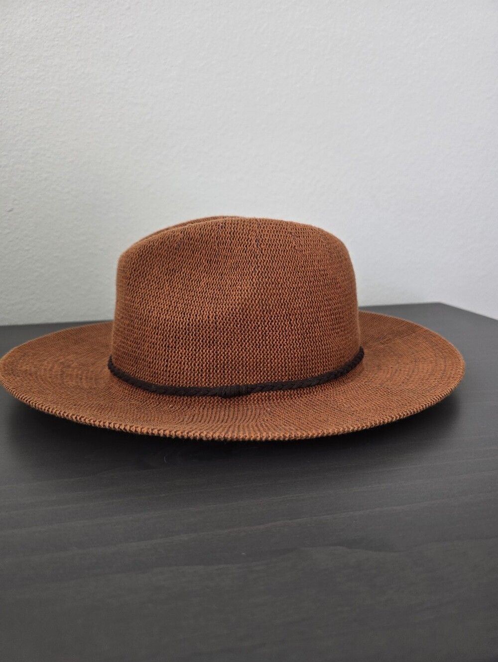 Womens Brown Straw Fedora Hat